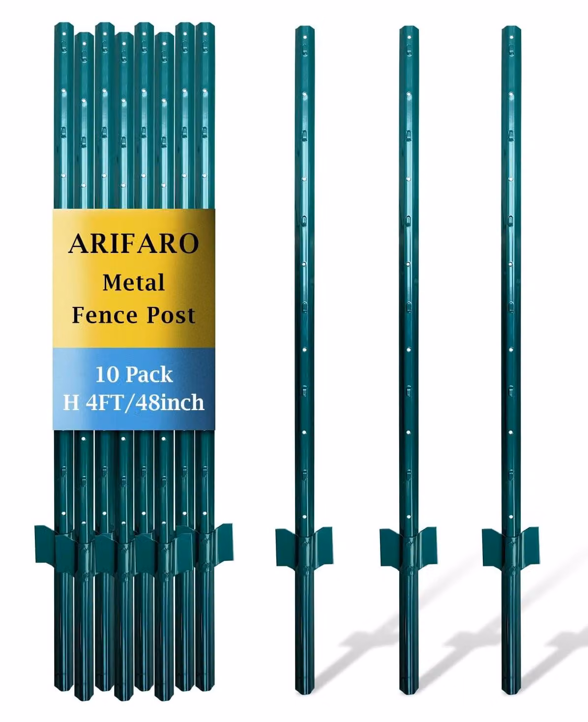 Elzusha - Pali metallici a forma di U robusti per recinzioni a filo - 122 cm - Confezione da 10
