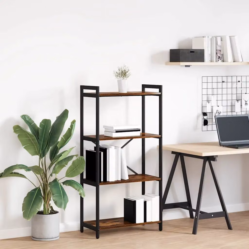 Libreria industrial vidaXL in legno e metallo, colore marrone e nero, L 60 cm x P 30 cm x H 120 cm