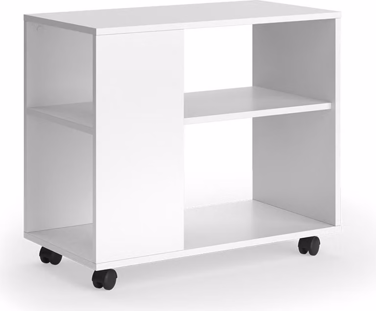 Tavolino Vicco Marian Bianco 70 x 36.6 cm con rotelle, Model 55607