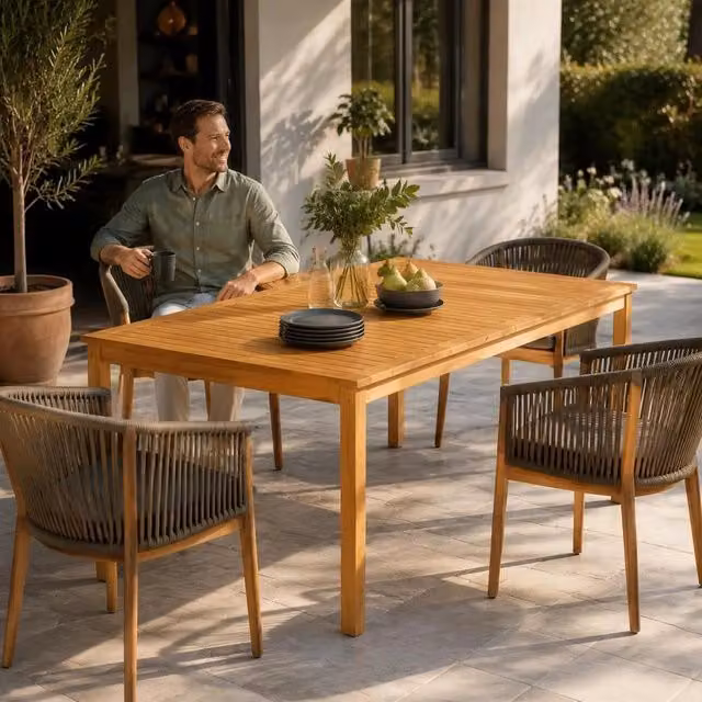 Garden Table 200x100x74 Cm Solid Acacia Wood