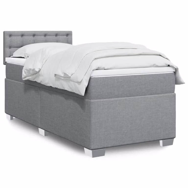 vidaXL Giroletto a Molle con Materasso Ibrido in Tessuto Grigio Chiaro e Bianco, L/P/H: 90 x 190 cm