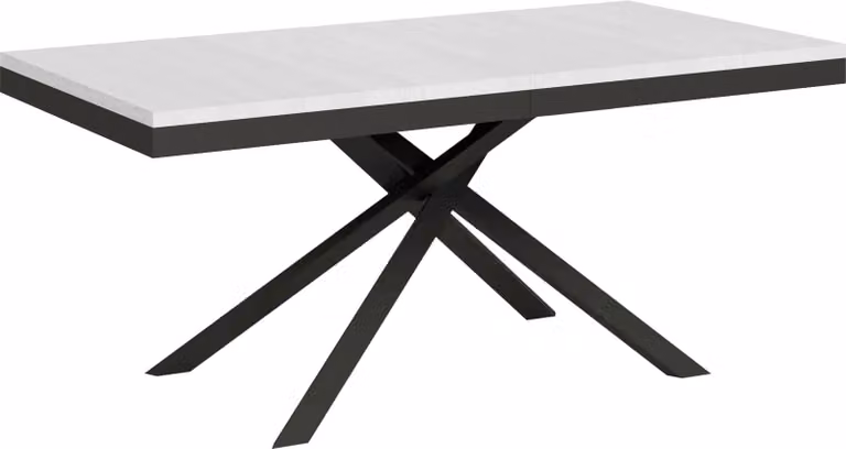 ITYHOME - Tavolo allungabile 180/284x90 cm Karida Evolution bianco frassino telaio e gambe antracite