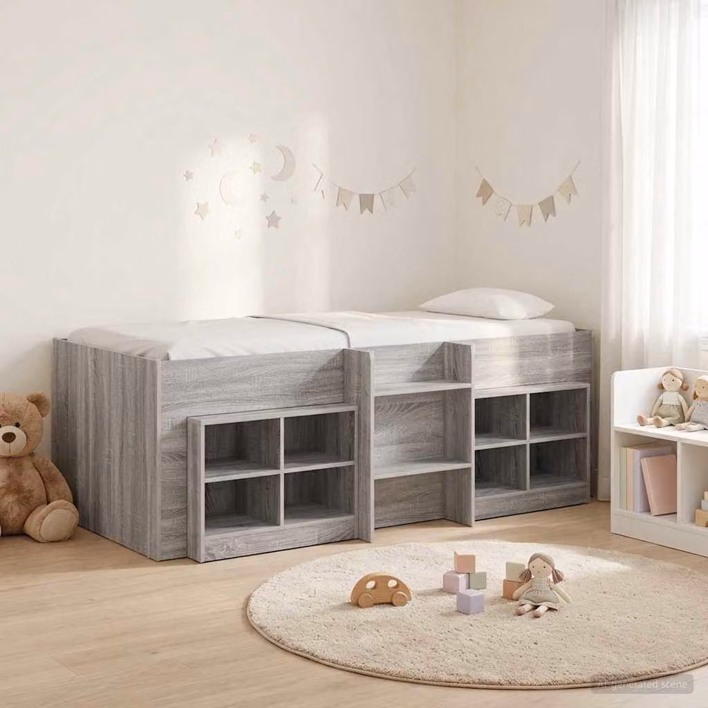 Maison Exclusive - Struttura letto a soppalco con armadio, realizzata in legno laminato color Sonoma grigio, confezione da 3 pezzi