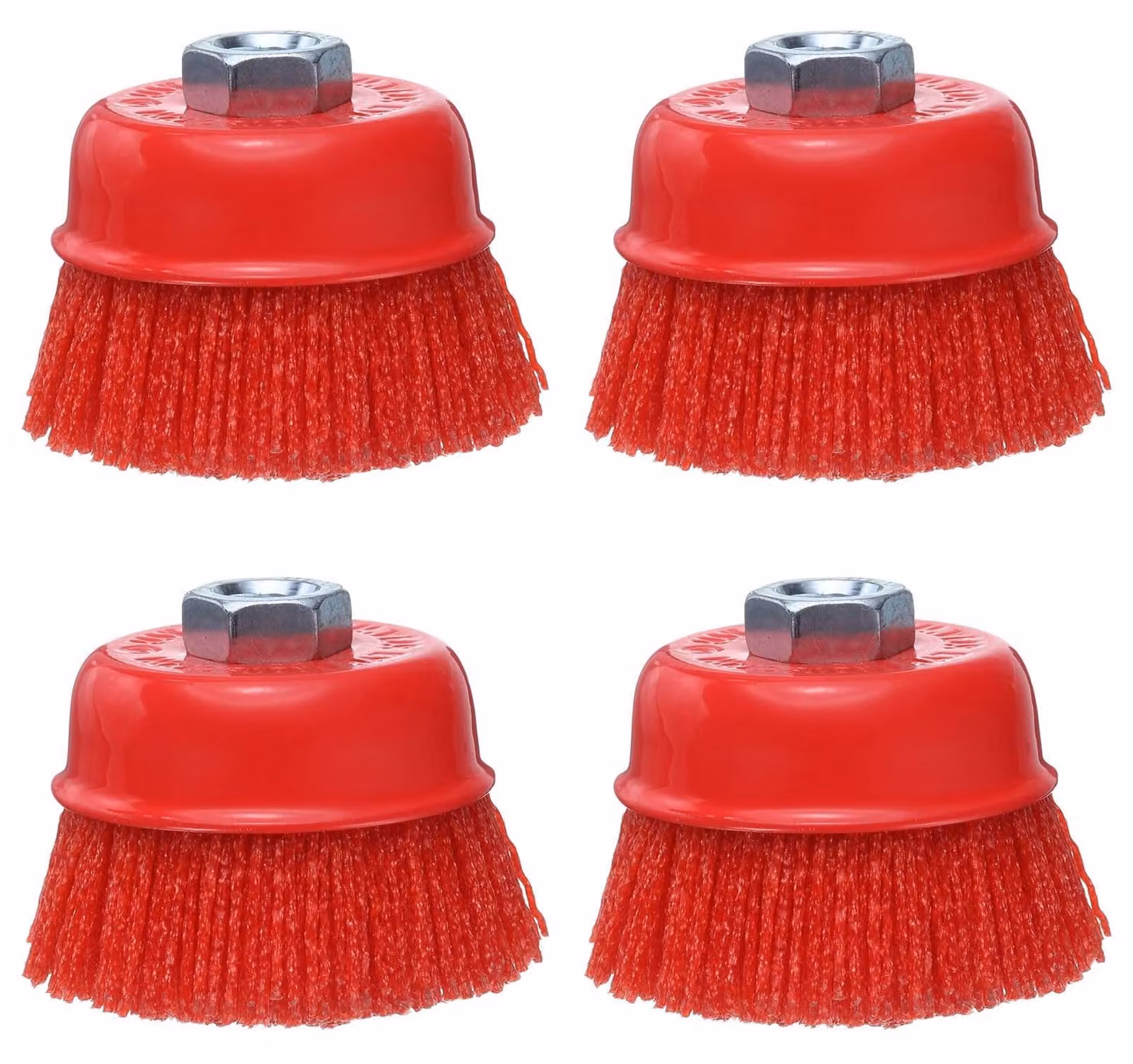 Set di 4 spazzole in nylon per smerigliatrici angolari, diametro 7,5 cm, filettatura 5/8"-11