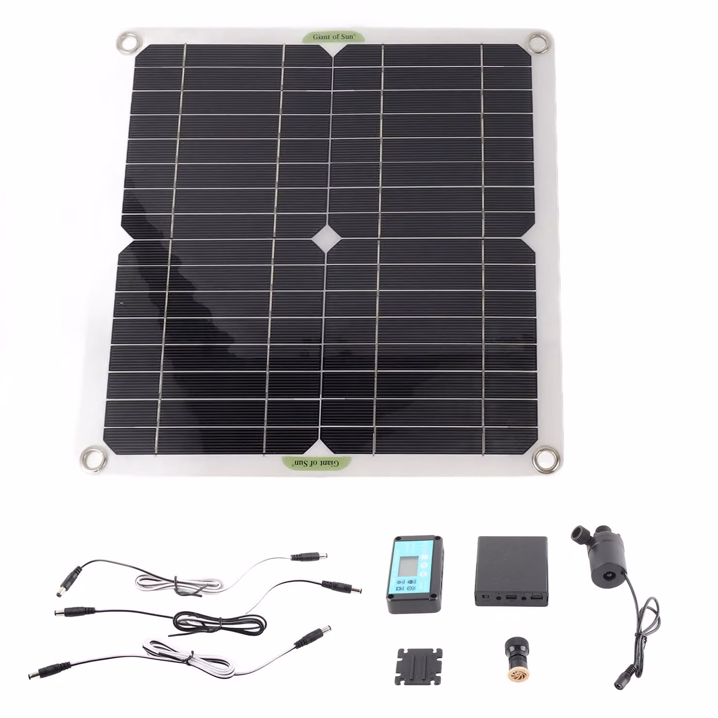 Kit pompa solare per acqua, 50 W, pannello solare, 22 W, pompa per fontana con scatola di batterie, controllo orario, DC12V