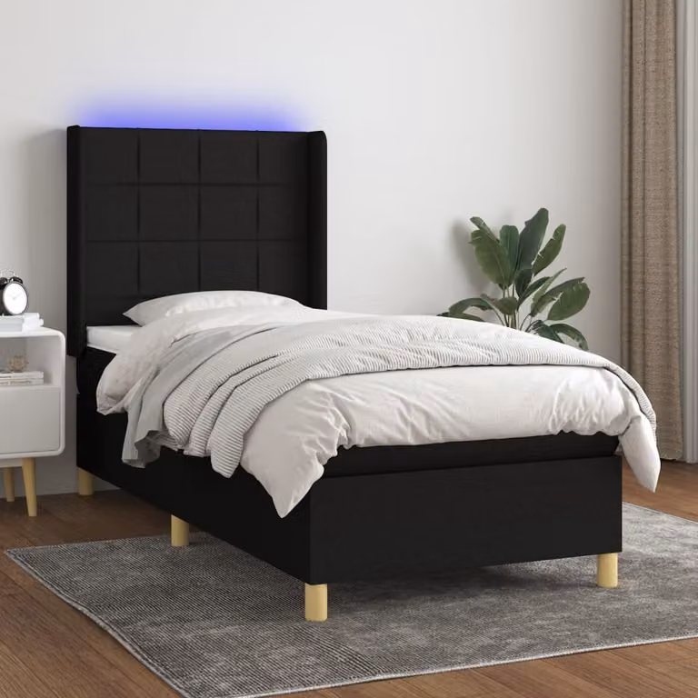 Maison Exclusive - Letto a Molle con Materasso e LED Nero 80x200 cm in Tessuto