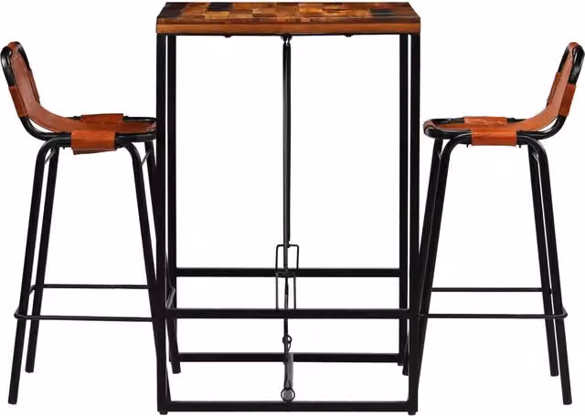 Set da Bar 3 pz in Massello di Recupero e Vera Pelle di Capra 246286
