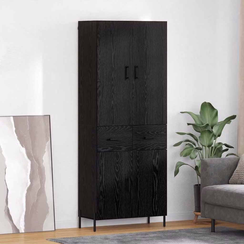 Credenza vidaXL in legno nero con ante a battente per soggiorno L: 69,5 cm, P: 34 cm, H: 180 cm
