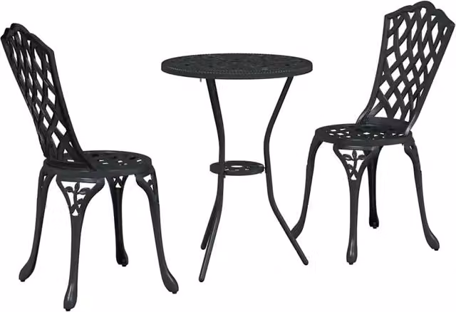 Set Bistro da Giardino 3 pz | Set Salotto da Giardino Nero Alluminio