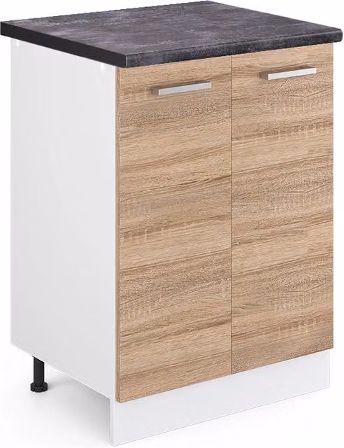 Mobiletto base cucina Vicco R-Line Bianco e Antracite con ante a battente L: 60 cm, H: 81,6 cm, P: 26,4 cm – 1