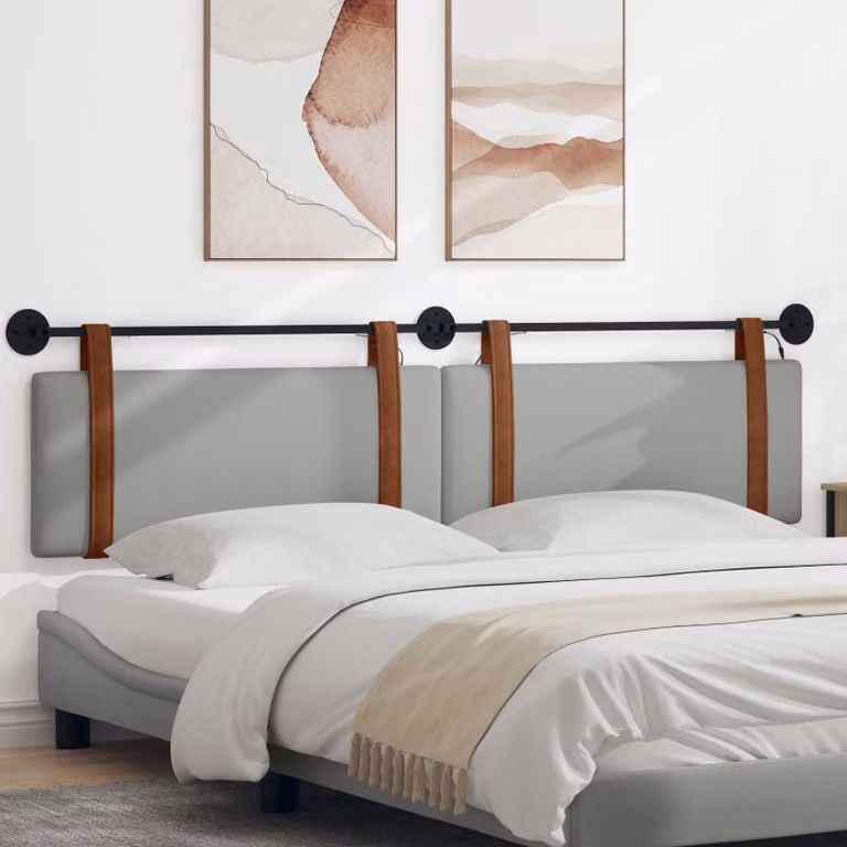 Testiera sospesa moderna vidaXL in similpelle Grigio con illuminazione integrata