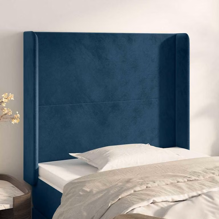 Testiera ad orecchio vidaXL in velluto blu scuro L: 83 cm, P: 16 cm, H: 118-128 cm