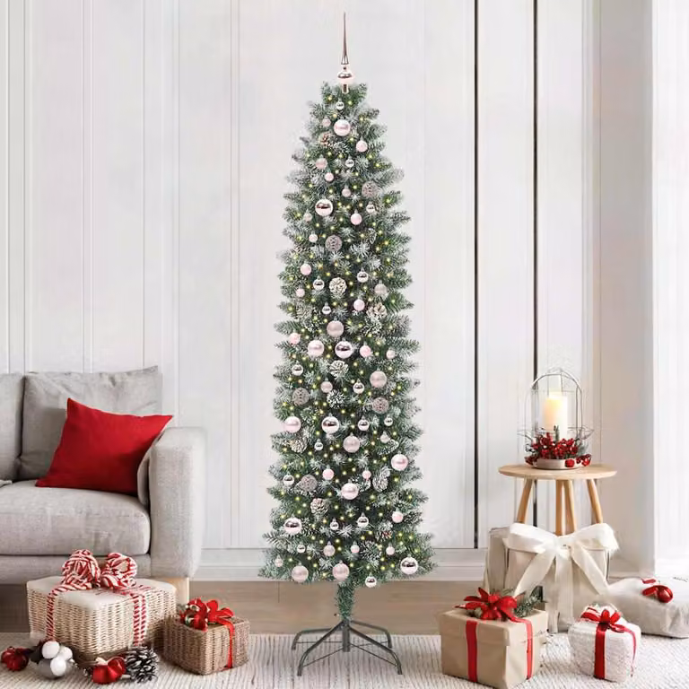 Maison Exclusive - Albero di Natale artificiale slanciato, verde e bianco, 210 cm