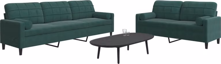Maison Exclusive - Set divano 2 pezzi con cuscini e cuscini cervicali in velluto verde scuro