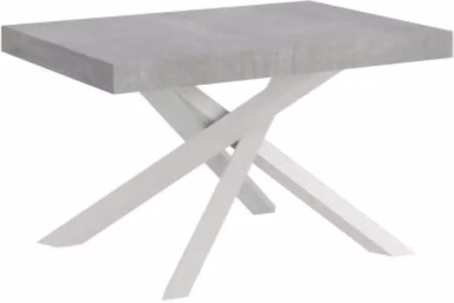 Tavolo allungabile Itamoby Volantis moderno con piano in laminato grigio e gambe in metallo bianco L: 120-380 cm, P: 90 cm