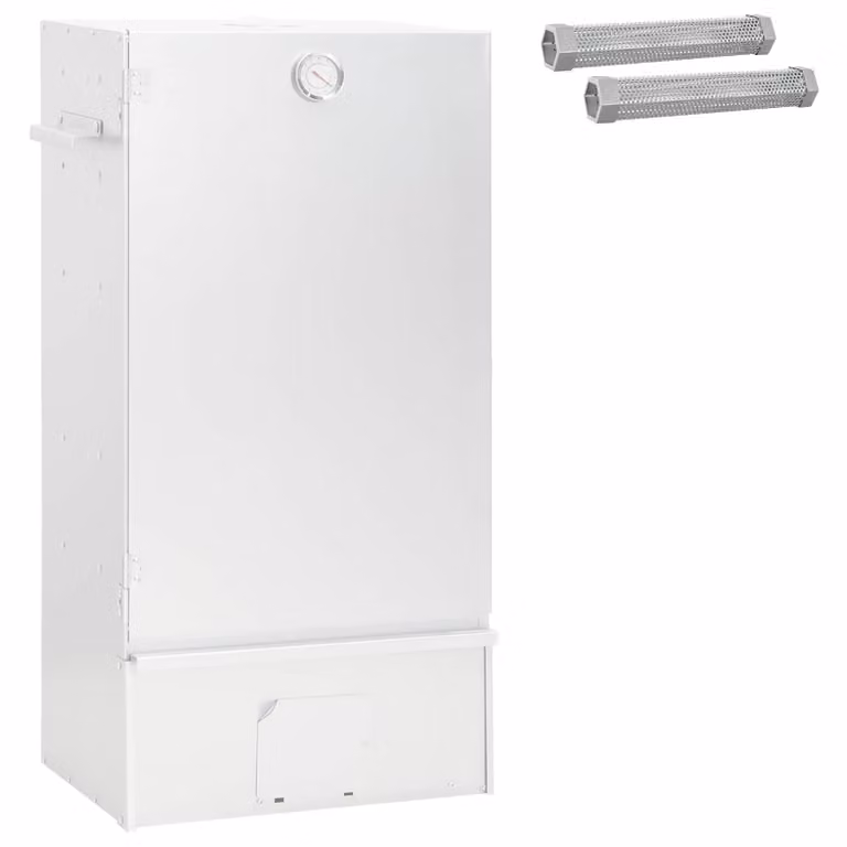 vidaXL Forno Affumicatore a Pellet in Acciaio Zincato, 3 Pezzi, Colore Argento, L: 44,5 cm, P: 29 cm, H: 83 cm