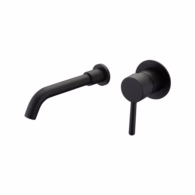Rubinetto per lavabo, a parete, design elegante, nero opaco-210