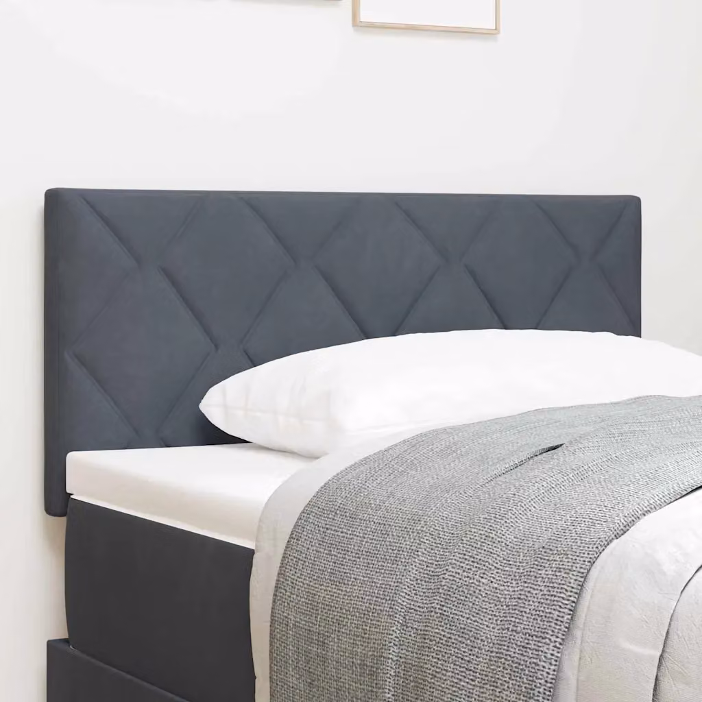 Testiera per letto vidaXL in velluto grigio scuro con illuminazione LED e porta USB, Larghezza: 90 cm