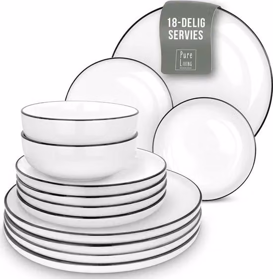 Servizio da Tavola per 6 Persone - 18-Delicato Porcellana Bianca - Adatto per Lavastoviglie e Microonde - Elegante Cucina da Tavola
