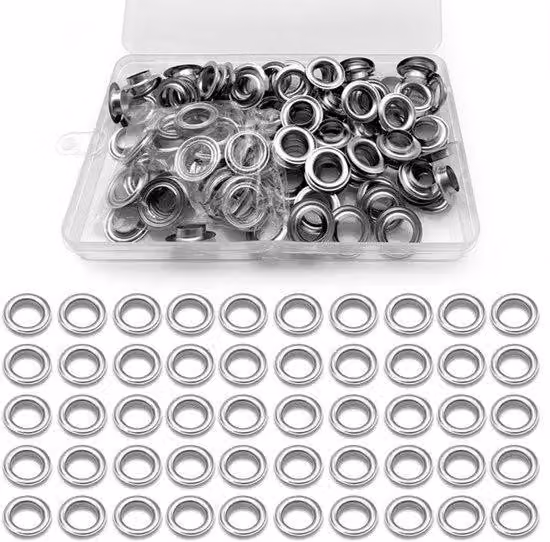 Set di 100 occhielli, in acciaio, da 12 mm, ideali per scarpe, borse e tende