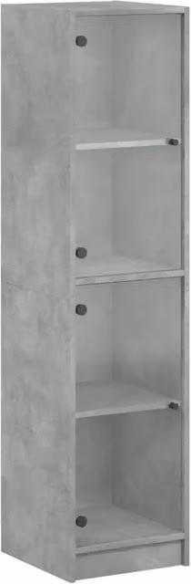 Credenza moderna con ante in vetro grigio cemento e finitura opaca, L/P/H: 35 x 37 x 142 cm