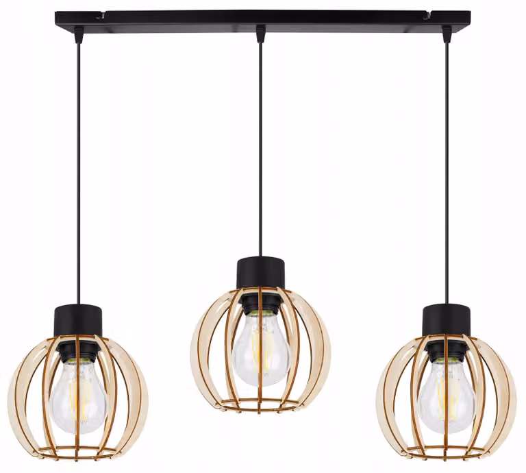 Lampada a sospensione, lampadario da soffitto, legno, paralume LED