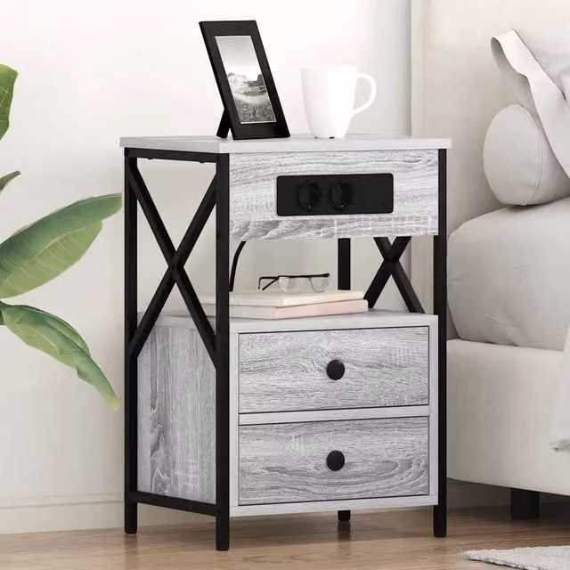 Armadio da Notte 2 pz Grigio Sonoma 40 x 31 x 60 cm 859467