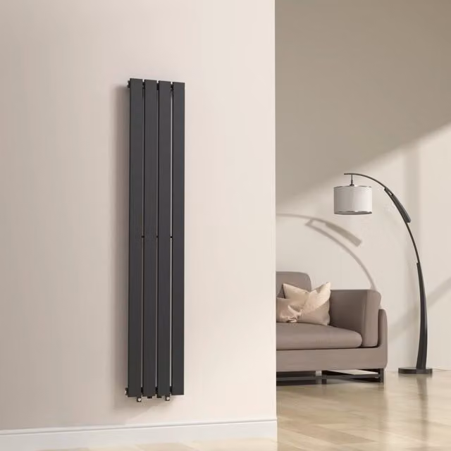 Termosifone a pannello singolo con elementi piatti neu.haus, colore nero, L: 160 cm, P: 30 cm