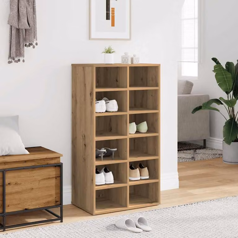 Scarpiera moderna vidaXL in legno marrone con ripiani interni e ante, L/P/H: 54 x 34 x 100,5 cm