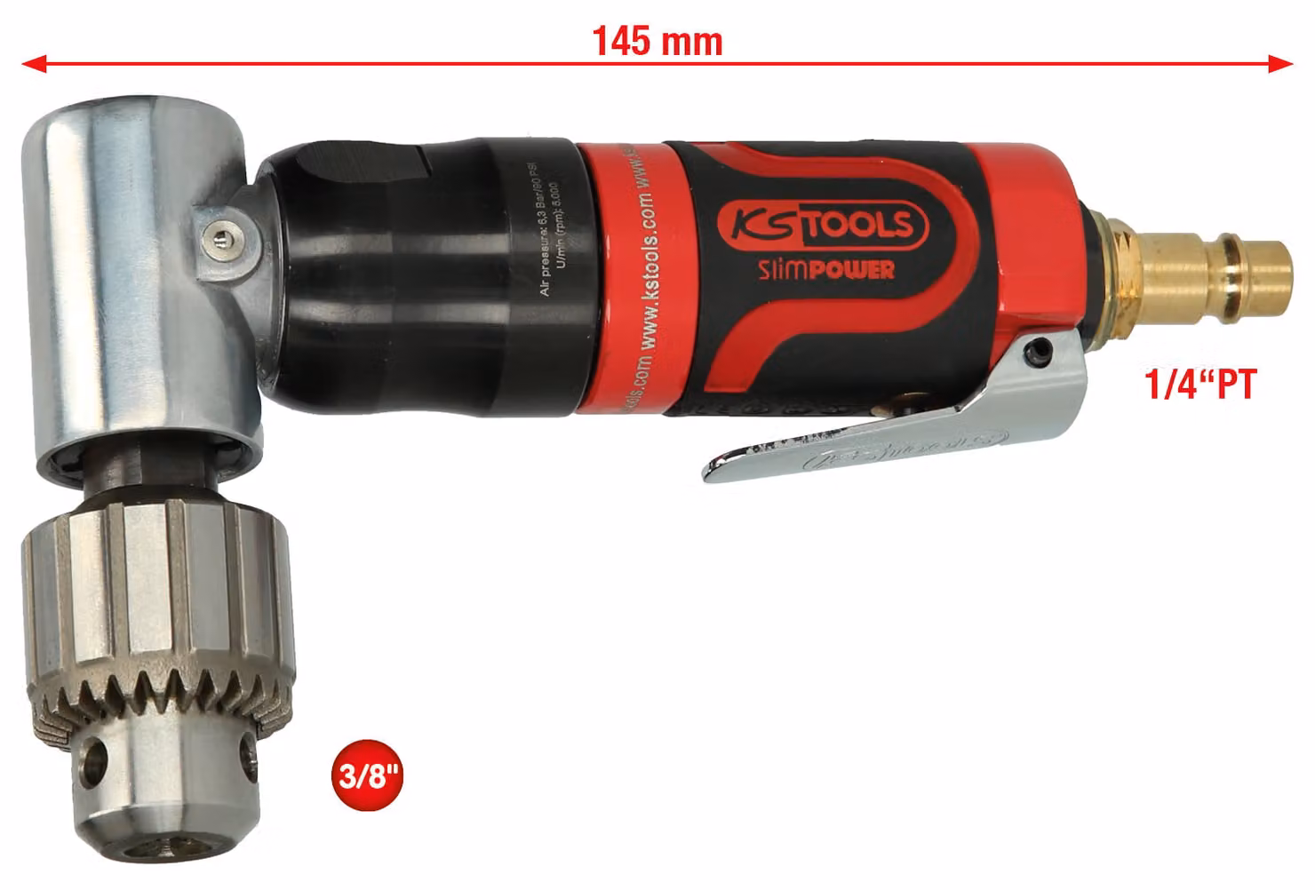 KS TOOLS 3/8" SlimPOWER Mini trapano angolare pneumatico - 515.5525