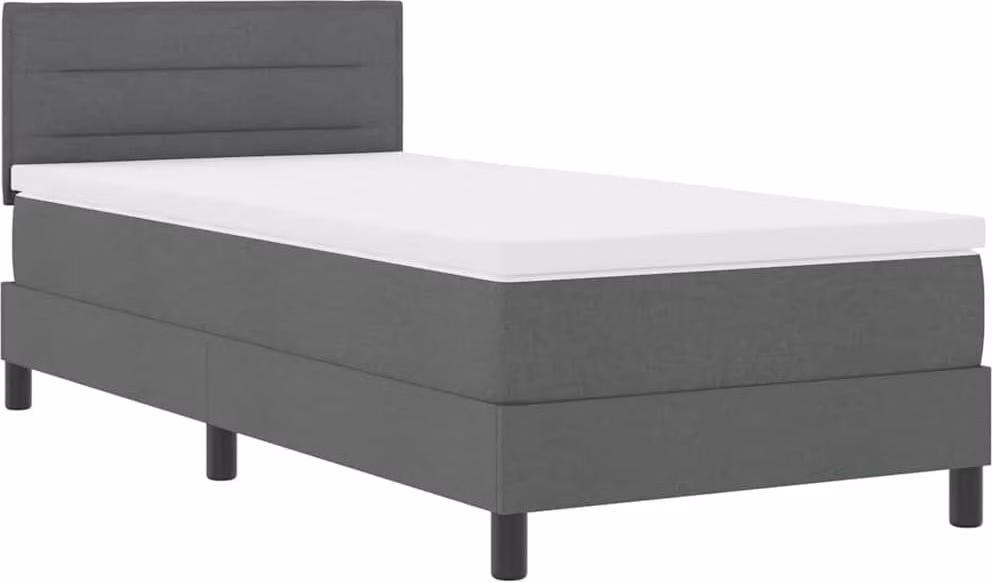 Letto con rete a molle e illuminazione a LED, colore grigio scuro, 90 x 200 cm, rivestito in tessuto