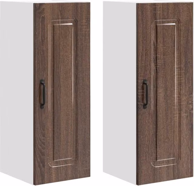 Set di 2 pensili da cucina moderni 30 x 31 x 80 cm con ampio spazio di archiviazione stile pulito in legno ingegnerizzato rovere marrone 02_0053698