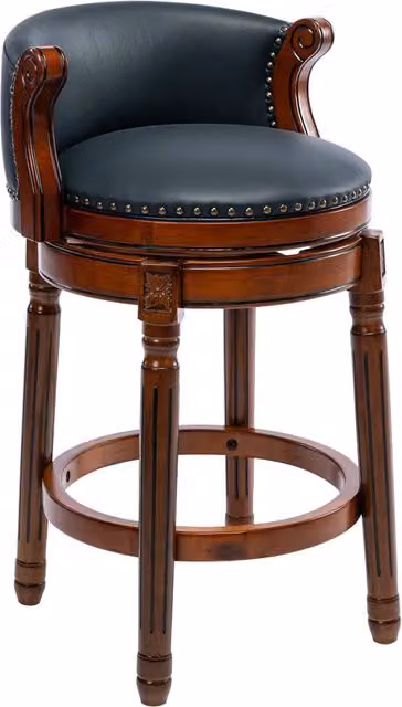 Sgabello da bar girevole 54,8 x 54,8 x 83,1 cm in pelle blu e legno con schienale
