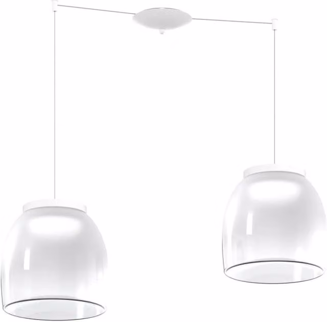 Lampadario Contemporaneo Drum Metallo Bianco Vetro 2 Luci Led 32W Calda