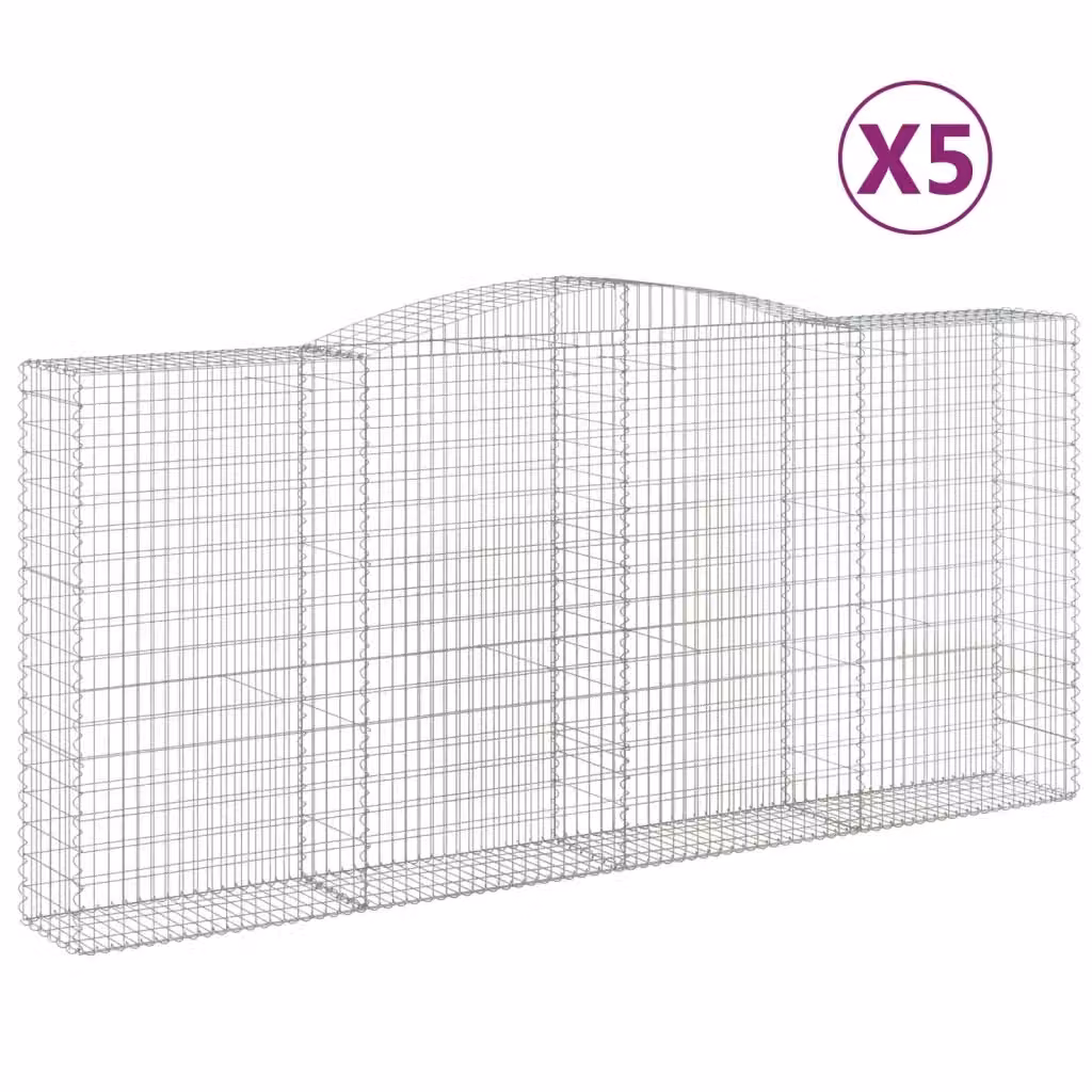 Set di 5 Cesti Gabbioni ad Arco vidaXL in Acciaio Zincato Argento L: 400 cm, P: 50 cm, H: 180-200 cm – 2