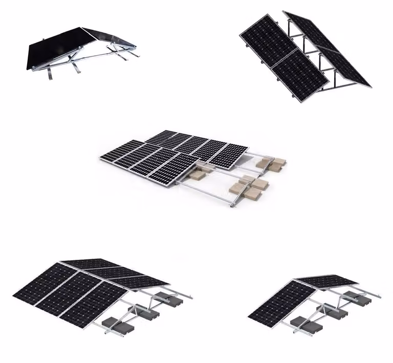 Balcone centrale elettrica Staffa Elevazione set completo est-ovest orizzontale per 2 pannelli Tetto modulo FV Tetto piano solare 10-40°