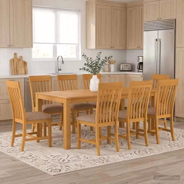 Set da pranzo moderno vidaXL in legno di quercia composto da tavolo rettangolare e 8 sedie, colore grigio e marrone – 1