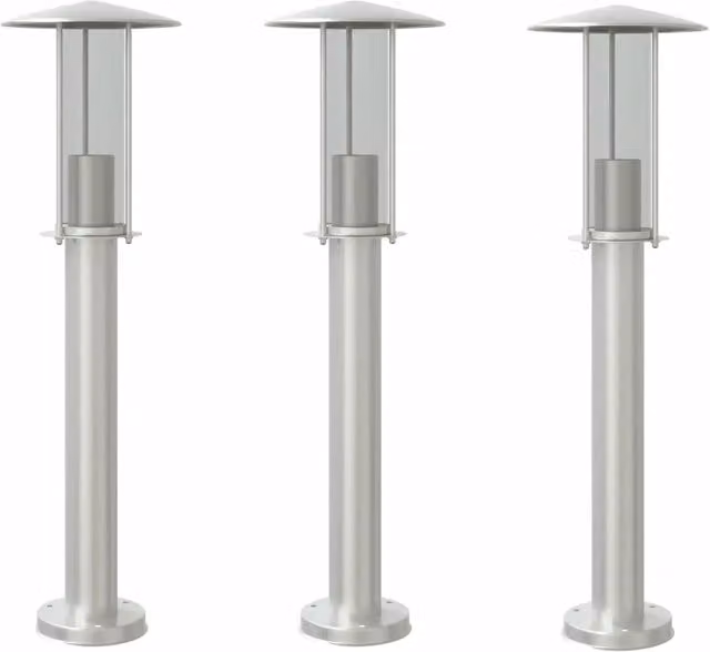 Set di 3 lampade da terra per esterni in acciaio inox argento CFW7035522, Altezza: 60 cm – 1
