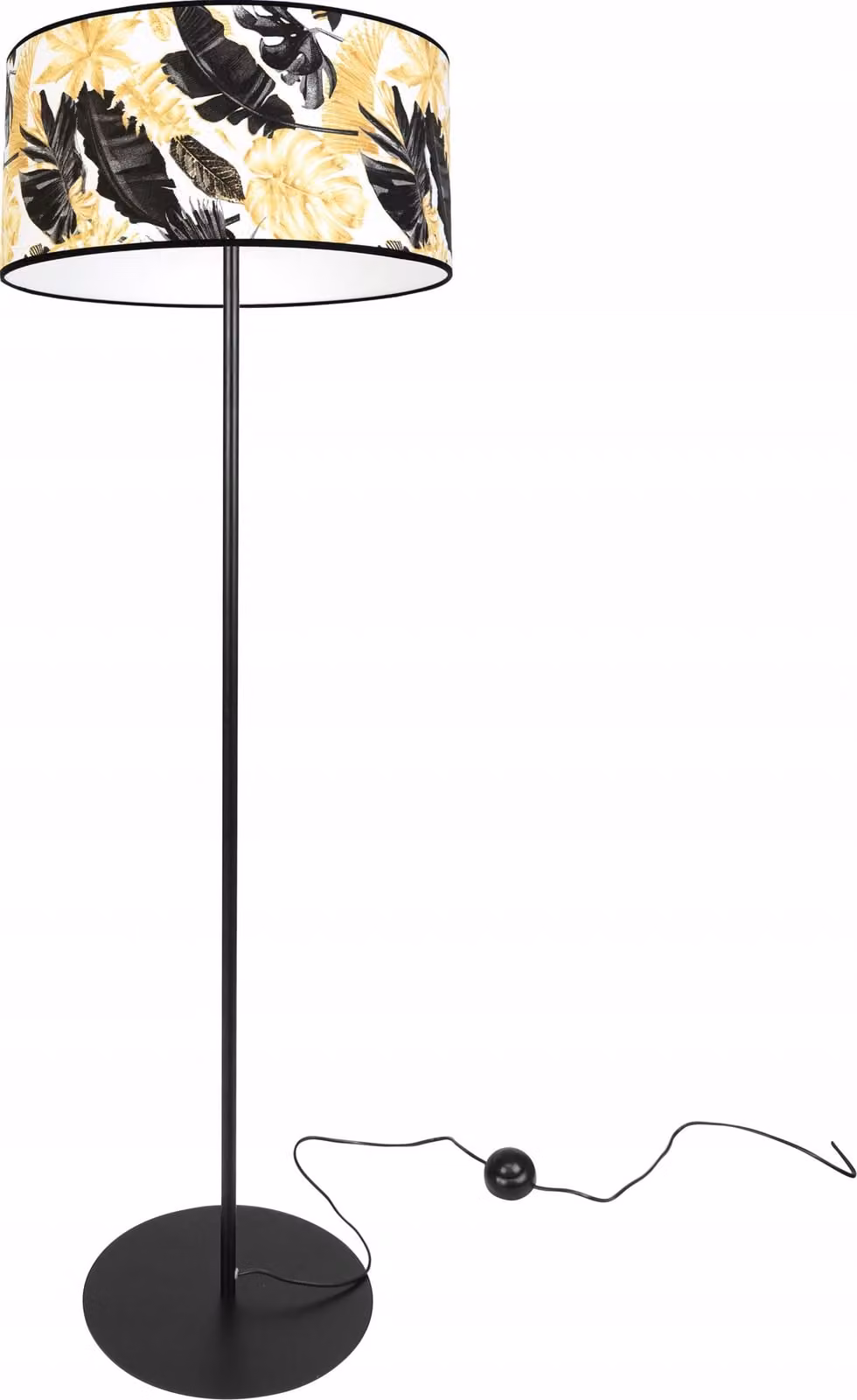Elegante Lampada Da Terra, Paralume Floreale Dorato, Led