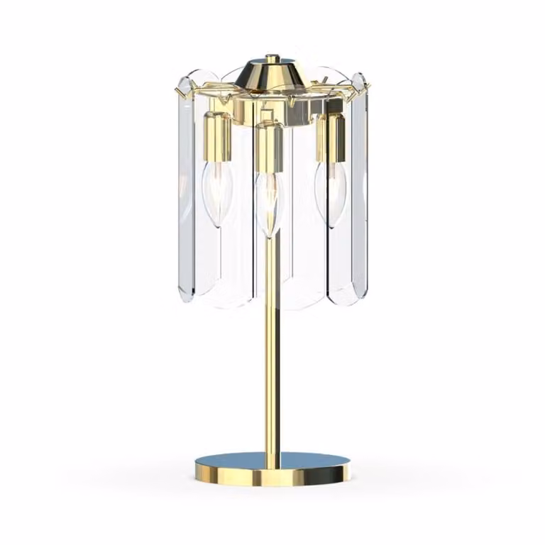 Lampada da tavolo glamour Nira, oro-trasparente, 3xE14x40W, vetro, dimensioni: 42x20x20 cm, IP20, Zuma Line