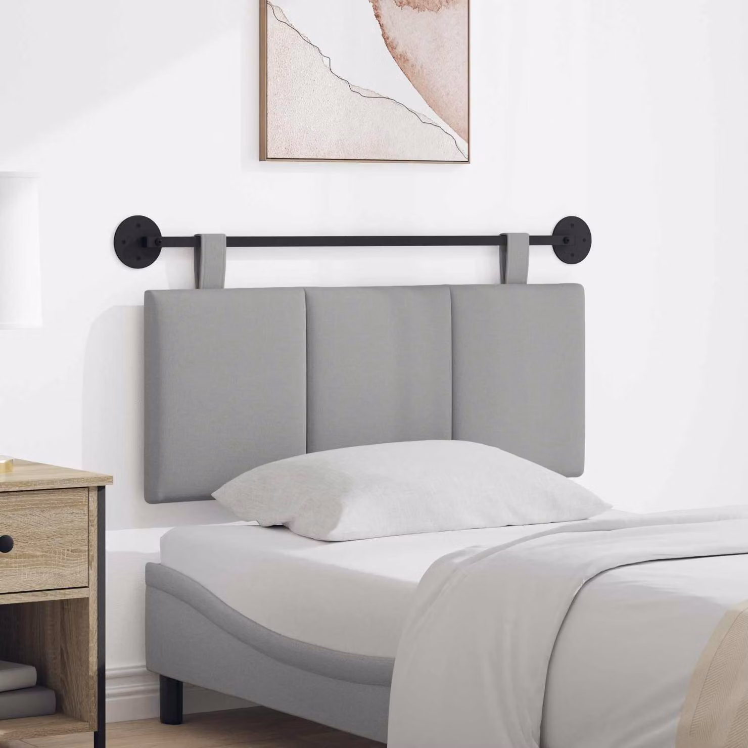 Testiera per letto sospesa vidaXL in tessuto velluto Grigio, L: 110 cm, H: 55 cm, P: 5 cm