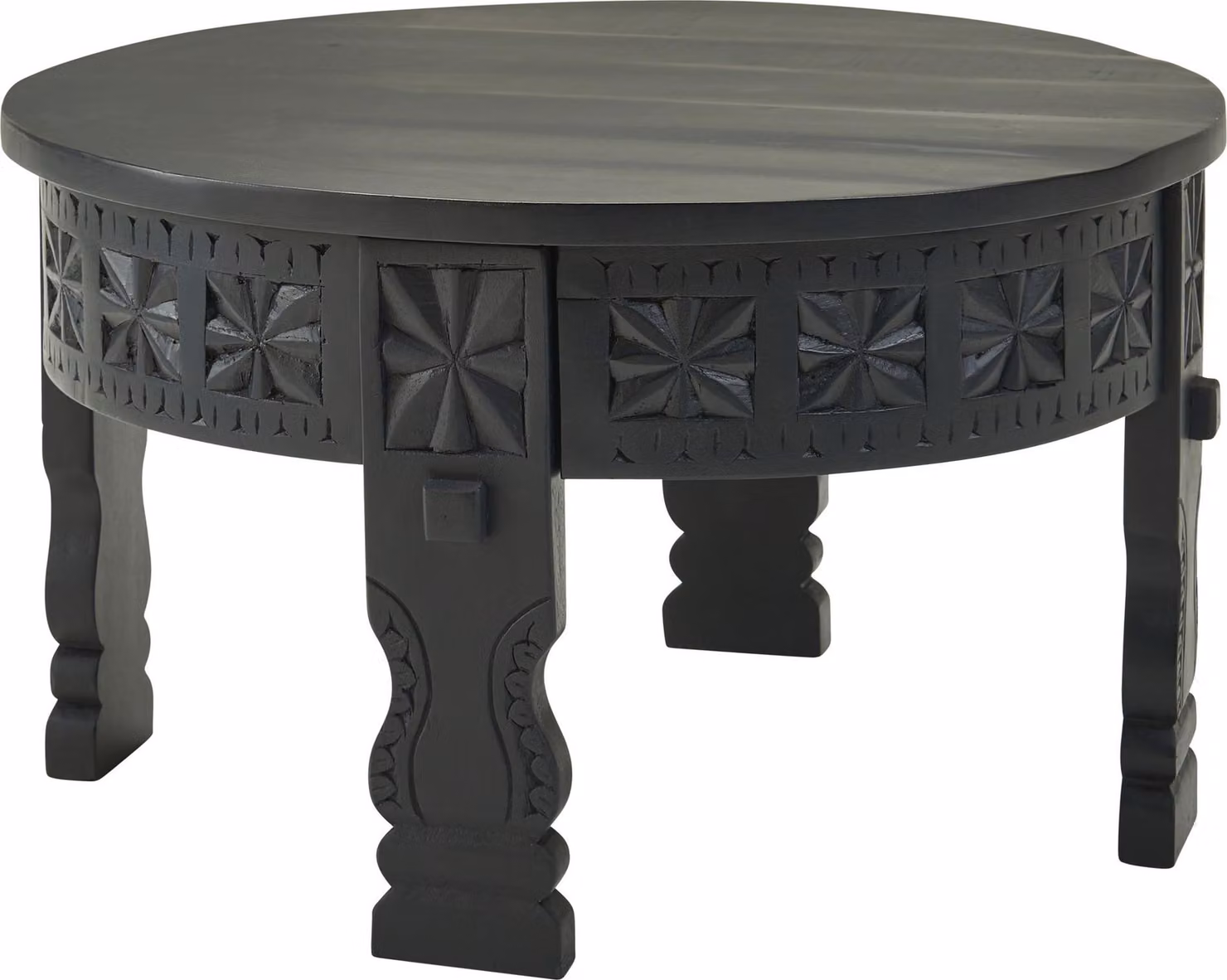 Tavolino design 60x36x60 cm tavolino in legno massiccio rotondo nero | Wohnling