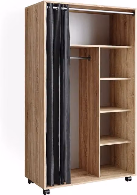 Armadio multifunzione Doros Sonoma 100 x 168 cm aperto, con rotelle Vicco