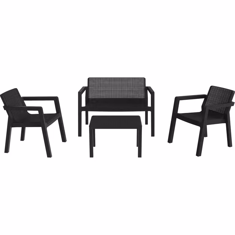 Set da giardino TOOMAX Riviera per 4 persone in rattan effetto antracite opaco