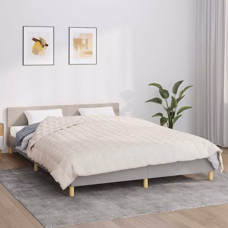 Coperta Ponderata vidaXL in Microfibra e Cotone Beige, 200x200 cm, 13 kg