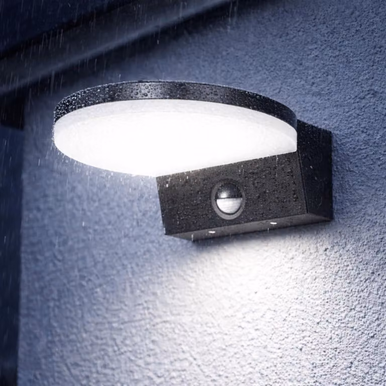 Lampada da esterno a LED, grado di protezione IP65, con sensore di movimento, 15W, 1300 lumen, 4000K, colore antracite