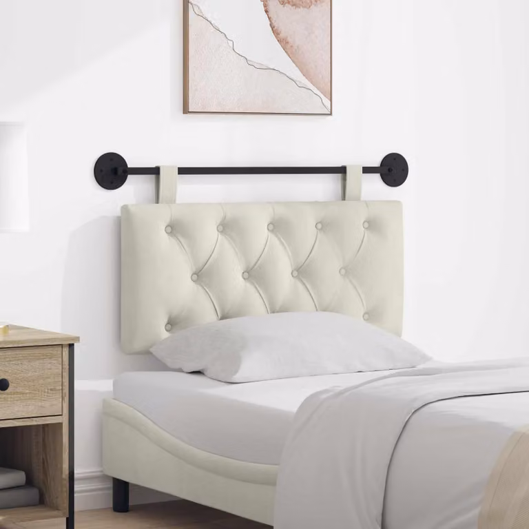 Testiera sospesa vidaXL in velluto beige con illuminazione integrata e pannello imbottito