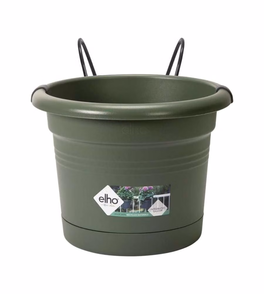 Elho Balconiere Green Basics - Vaso con Supporto per Ringhiere Verde