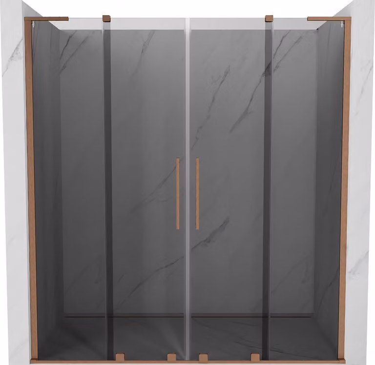 Mexen Velar L Duo porte doccia scorrevoli 180 cm, grafite, rame spazzolato - 871-180-003-42-65