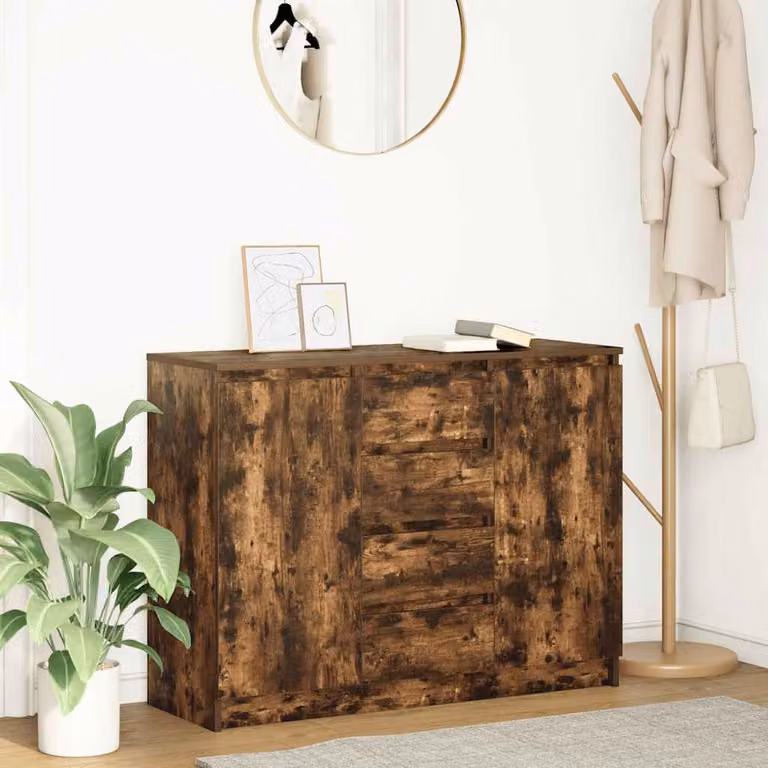 vidaXL Credenza con Cassetti in Rovere Fumo, Design Moderno in MDF, L 100,5 x P 35 x H 76 cm